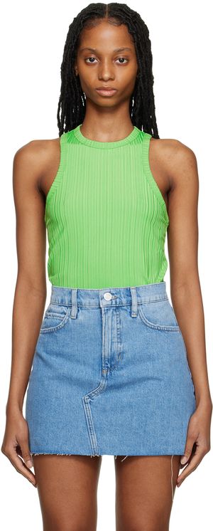 FRAME Green Racer Back Tank Top