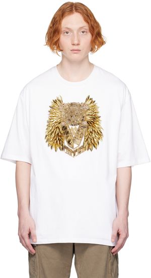 Balmain White Feather T-Shirt