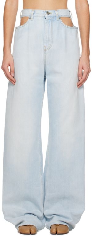 Maison Margiela Jean bleu à effet décortiqué
