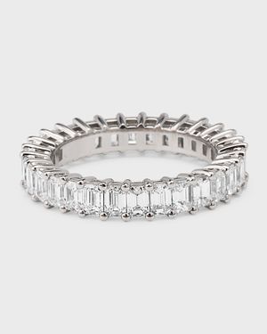 Platinum Emerald-Cut FG/VS Diamond Eternity Band, Size 6.5, 3.3tcw