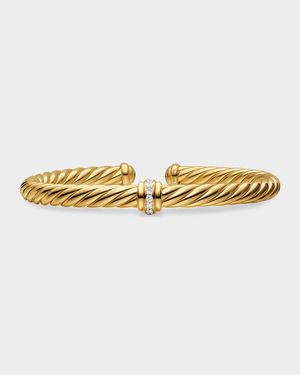 Cablespira Flex Center Station Bracelet with Diamonds in 18K Gold, 6mm