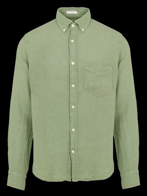 Gant - Chemise droite col classique en lin - Taille XL - Vert