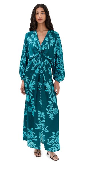 Figue Brenna Silk Dress Lustrous Lacework Gulf Teal 8