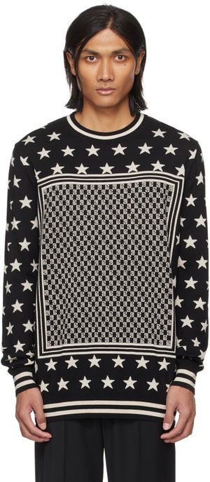 Balmain Black & Beige Mini Monogram Stars Sweater