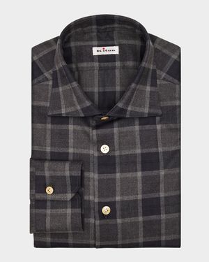 Men's Cotton Windowpane Check Button-Down Shirt