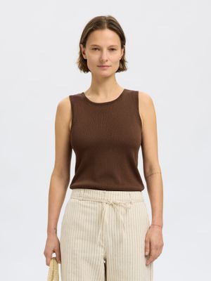 Selected - Top col rond en maille - Taille XL - Marron
