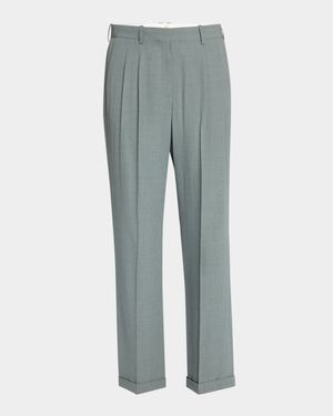 Everhart Pleated Straight-Leg Pants