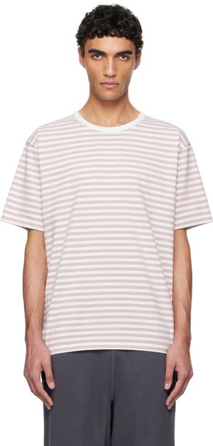 nanamica Pink & White COOLMAX Stripe Jersey T-shirt