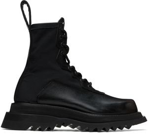 Julius Bottes militaires noires à semelle épaisse
