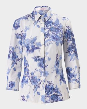 Blur Floral Button-Down Icon Blouse