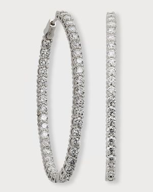 18k White Gold Diamond Hoop Earrings, 8.19tcw, 2"L