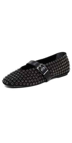 Schutz Eiza Shine Flats Black 9.5