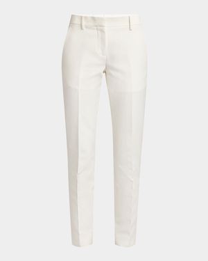 Waffle Slim-Leg Cigarette Trousers