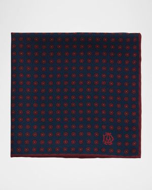 Men's Pedal-Print Mulberry Silk Pocket Square