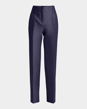 Satin Straight-Leg Ankle Trousers