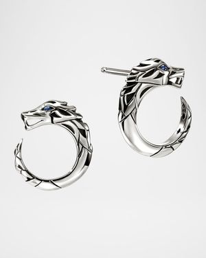 Sterling Silver Naga Earrings with Sapphires