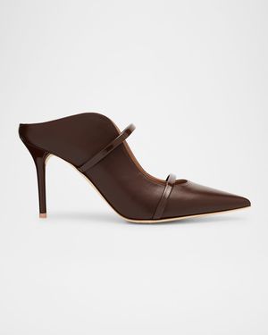 Maureen Nappa Leather Mules with Double Patent Straps