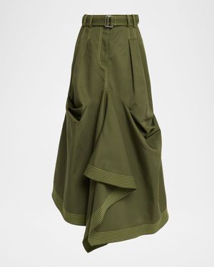 Tucked Trumpet Maxi Skirt With Belt