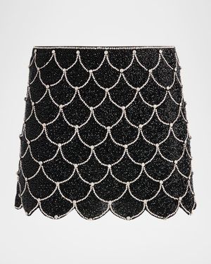 Rubi Embellished Scallop Micro Mini Skirt