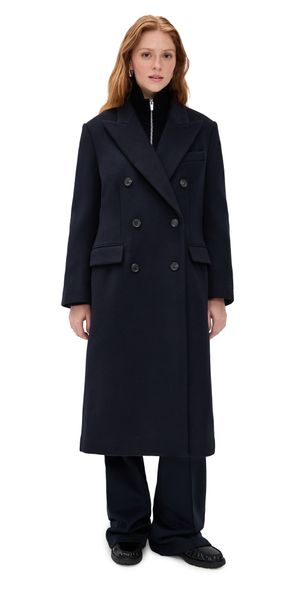Theory Double Breasted Peak Coat Baltic L