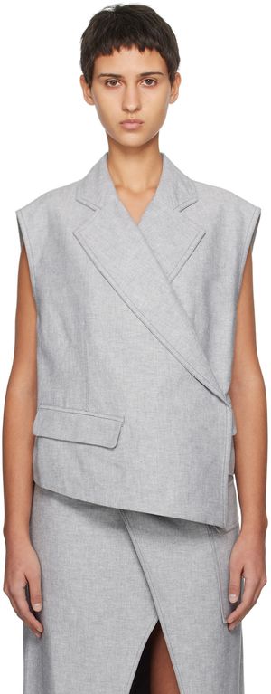 REMAIN Birger Christensen Gray Asymmetric Boxy Vest