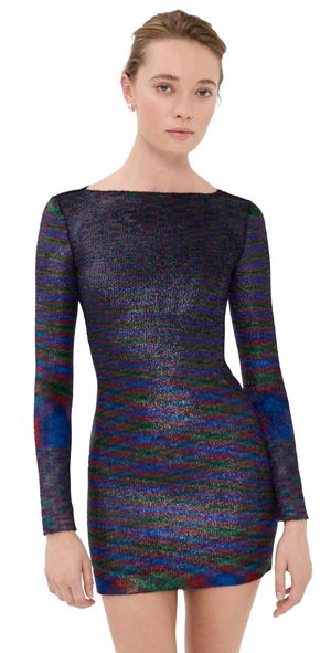Missoni Short Knit Dress Green And Red Tones 38