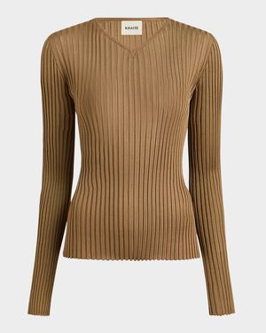 Tia Long-Sleeve Rib Top