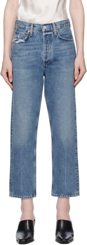 AGOLDE Blue 90's Crop Mid Rise Straight Jeans