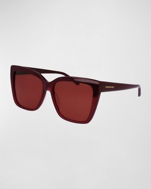 Sleek Logo Acetate Square Sunglasses