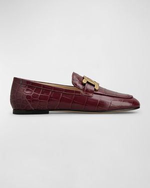 Croco Chain Slip-On Loafers