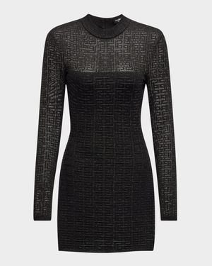 Monogram Print Glitter Knit Mini Dress