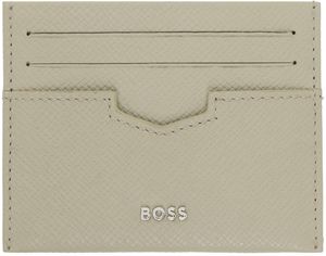 BOSS Beige Embossed Leather Card Holder