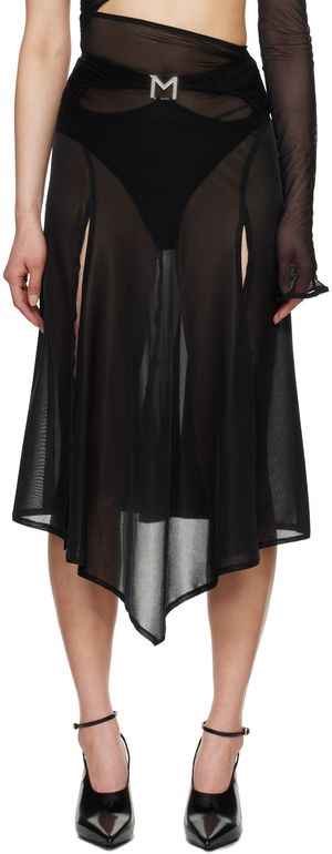 Mugler Black M Cutout Midi Skirt