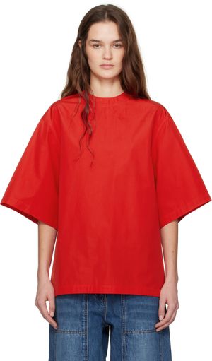 CO Red Oversized Poplin T-shirt