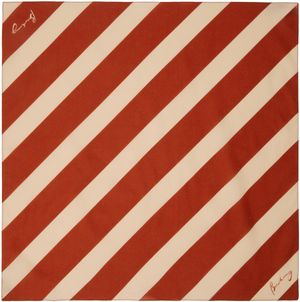 Burberry Orange & Beige Striped Cotton Scarf