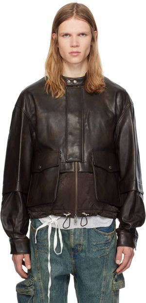 Andersson Bell Brown Quilted Bomber Leather Jacket