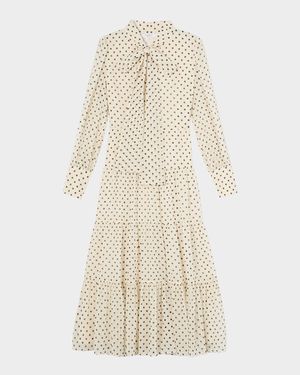Polly Tiered Polka-Dot Midi Dress