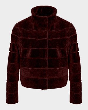 Reversible Textured Lamb Shearling Jacket