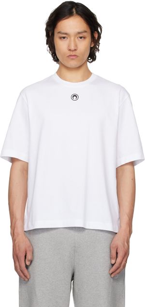 Marine Serre White Organic Cotton Plain T-shirt