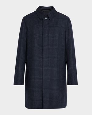 Men's Plaid Wool/Silk Coat
