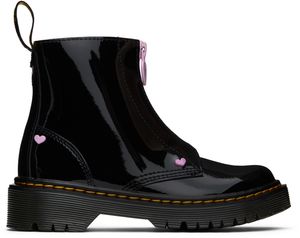Dr. Martens Big Kids Black Bex Heart Zip Boots