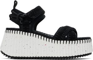 Chloé Black Nama Wedge Sandals