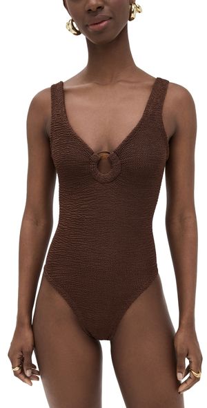 Hunza G Celine One Piece Swimsuit Metallic Chocolate One Size