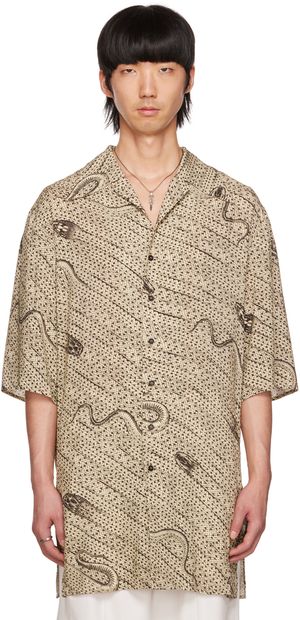 LU’U DAN Chemise de pyjama beige à motif graphique