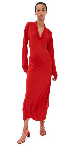 Lemaire V Neck Dress Lipstick Red 34