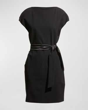 Zip-Neck Milano Jersey Midi Dress