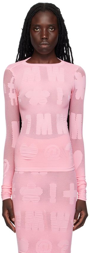 Maisie Wilen Pink Logomania Long Sleeve T-Shirt