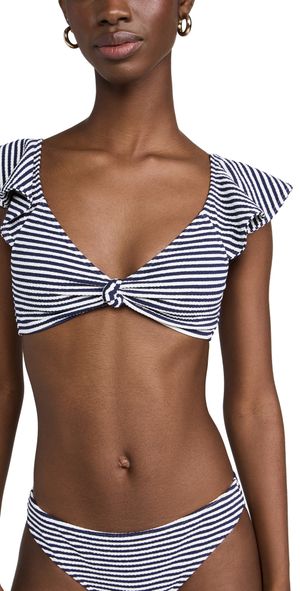 Tanya Taylor Orelia Bikini Top Maritime Blue/White Multi XL