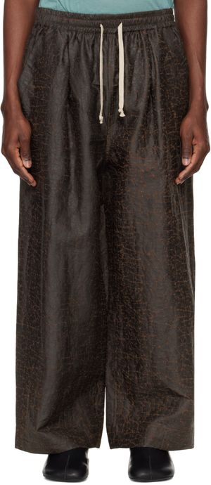 Jan-Jan Van Essche Brown O-Project Doro Dyed Silk Wide Trousers