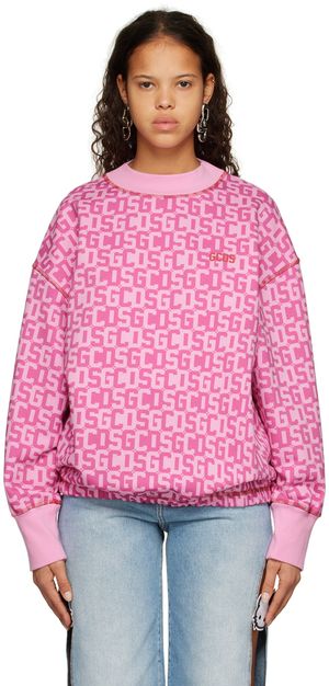 GCDS Pull molletonné rose à monogrammes
